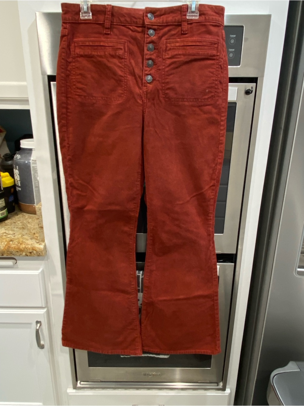 Women’s Size 12R- American Eagle Rust Colored High-Rise Flare Corduroy Jeans